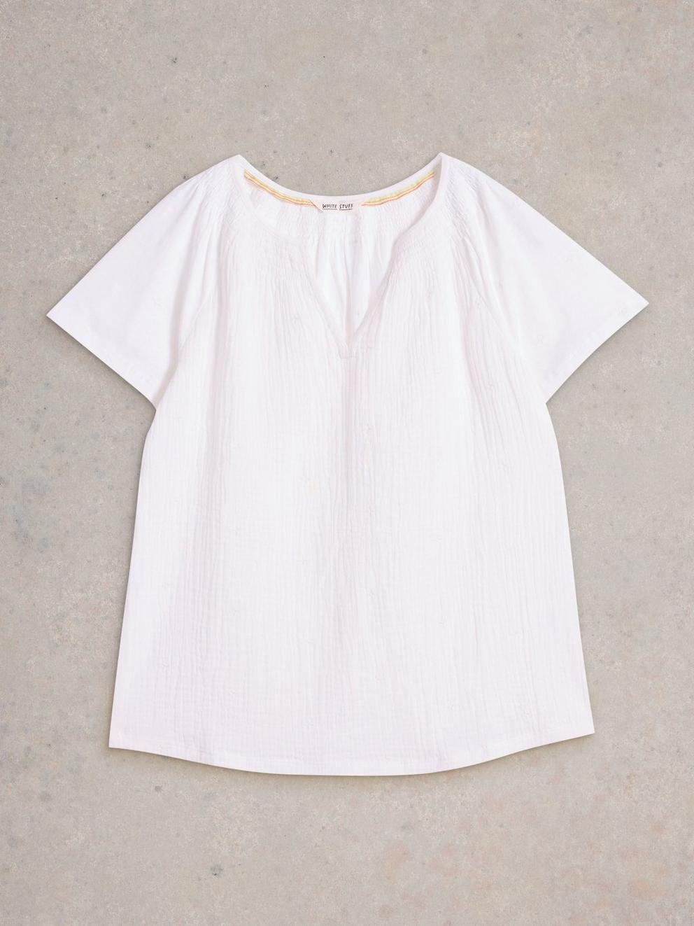 LUELLA NOTCH NECK TOP in BRIL WHITE - FLAT FRONT