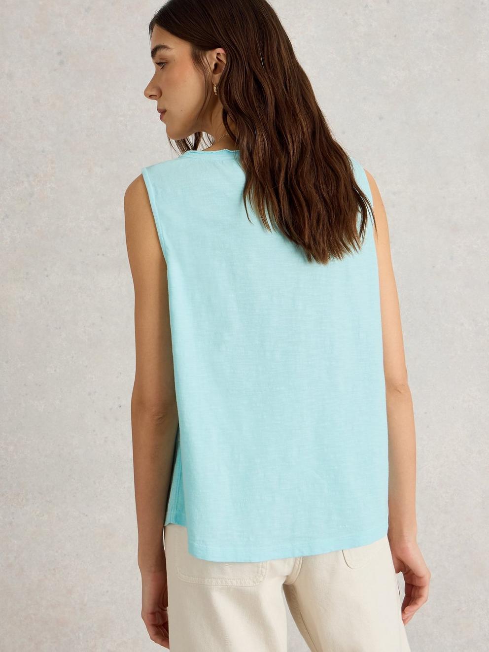 AVA VEST in LGT BLUE - MODEL BACK