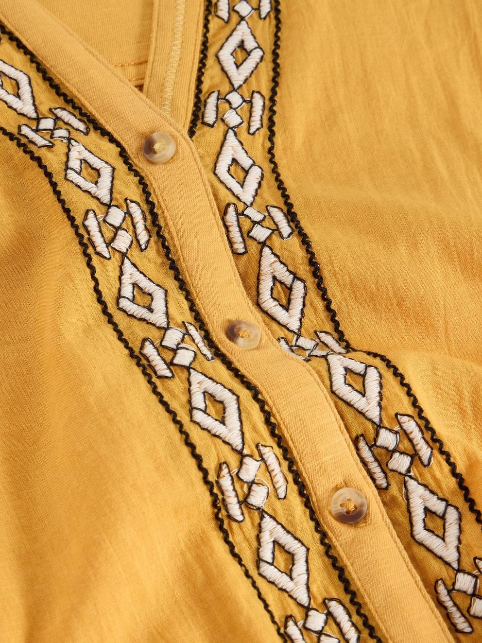 TULIP MIX SLEEVELESS SHIRT in MID YELLOW - FLAT DETAIL