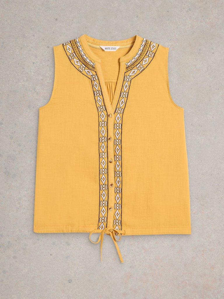 TULIP MIX SLEEVELESS SHIRT in MID YELLOW - FLAT FRONT