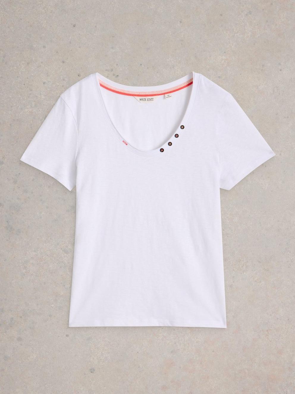 NADIA CREW NECK TEE in BRIL WHITE - FLAT FRONT