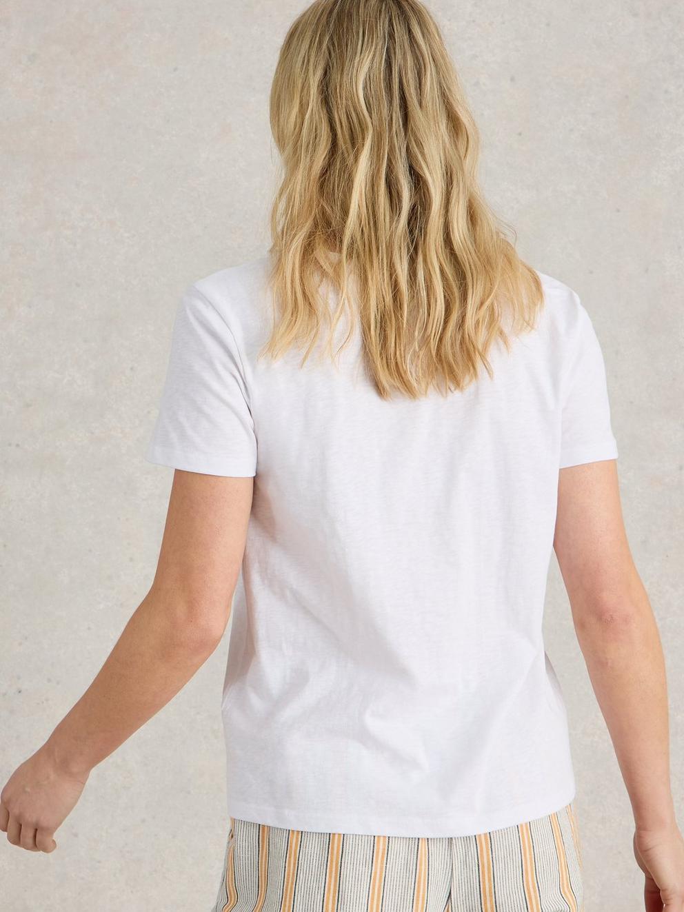 NADIA CREW NECK TEE in BRIL WHITE - MODEL BACK