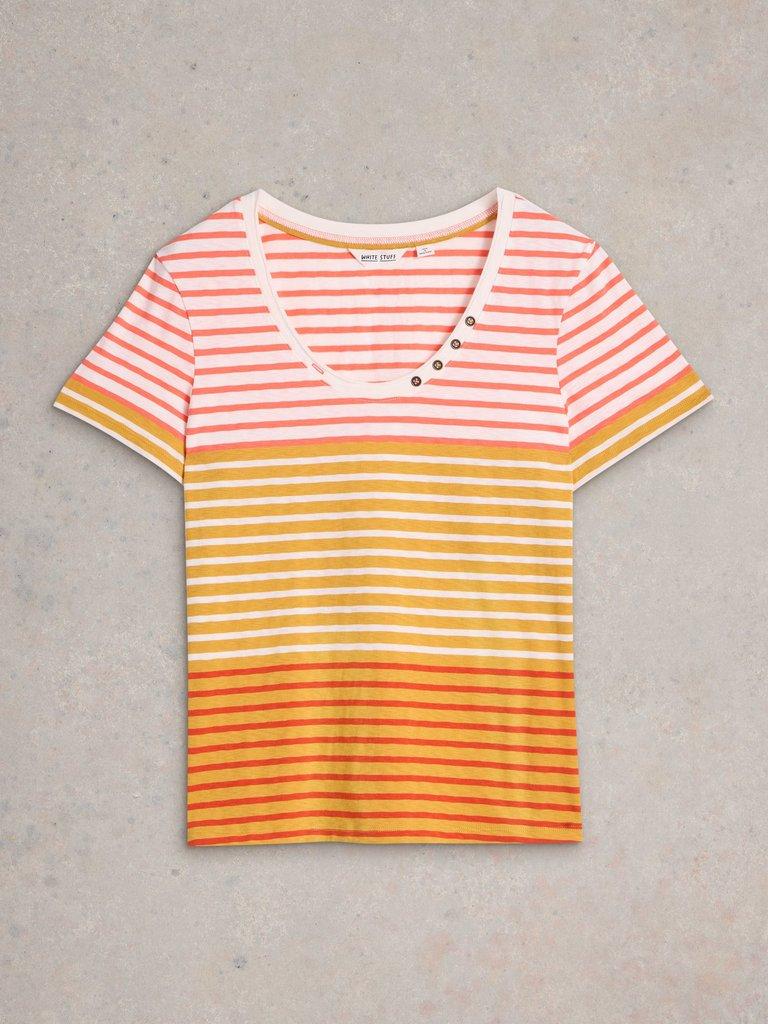 NADIA CREW NECK TEE in YELLOW MLT - FLAT FRONT