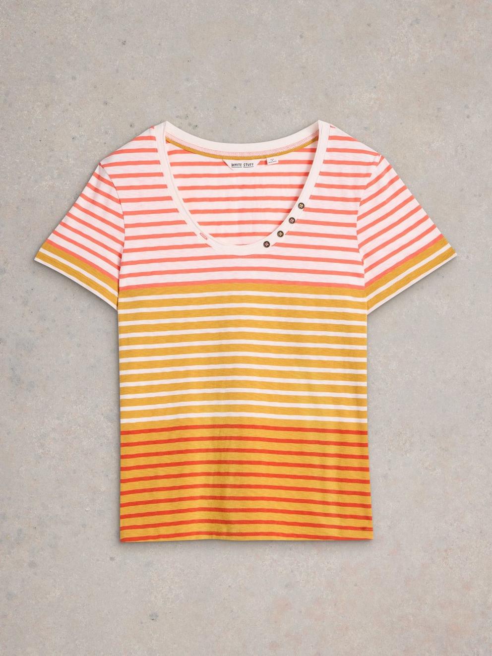 NADIA CREW NECK TEE in YELLOW MLT - FLAT FRONT