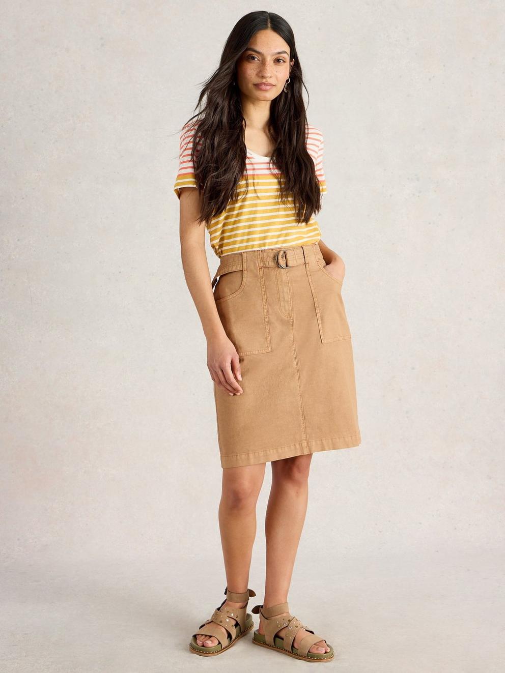 NADIA CREW NECK TEE in YELLOW MLT - MODEL FRONT