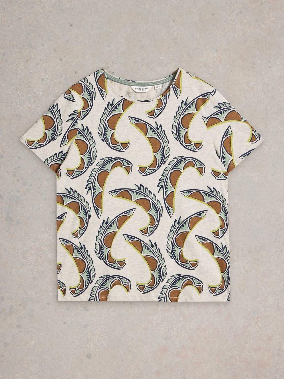 ABBIE SHORT SLEEVE CREW NECK TEE in NAT PR - FLAT FRONT