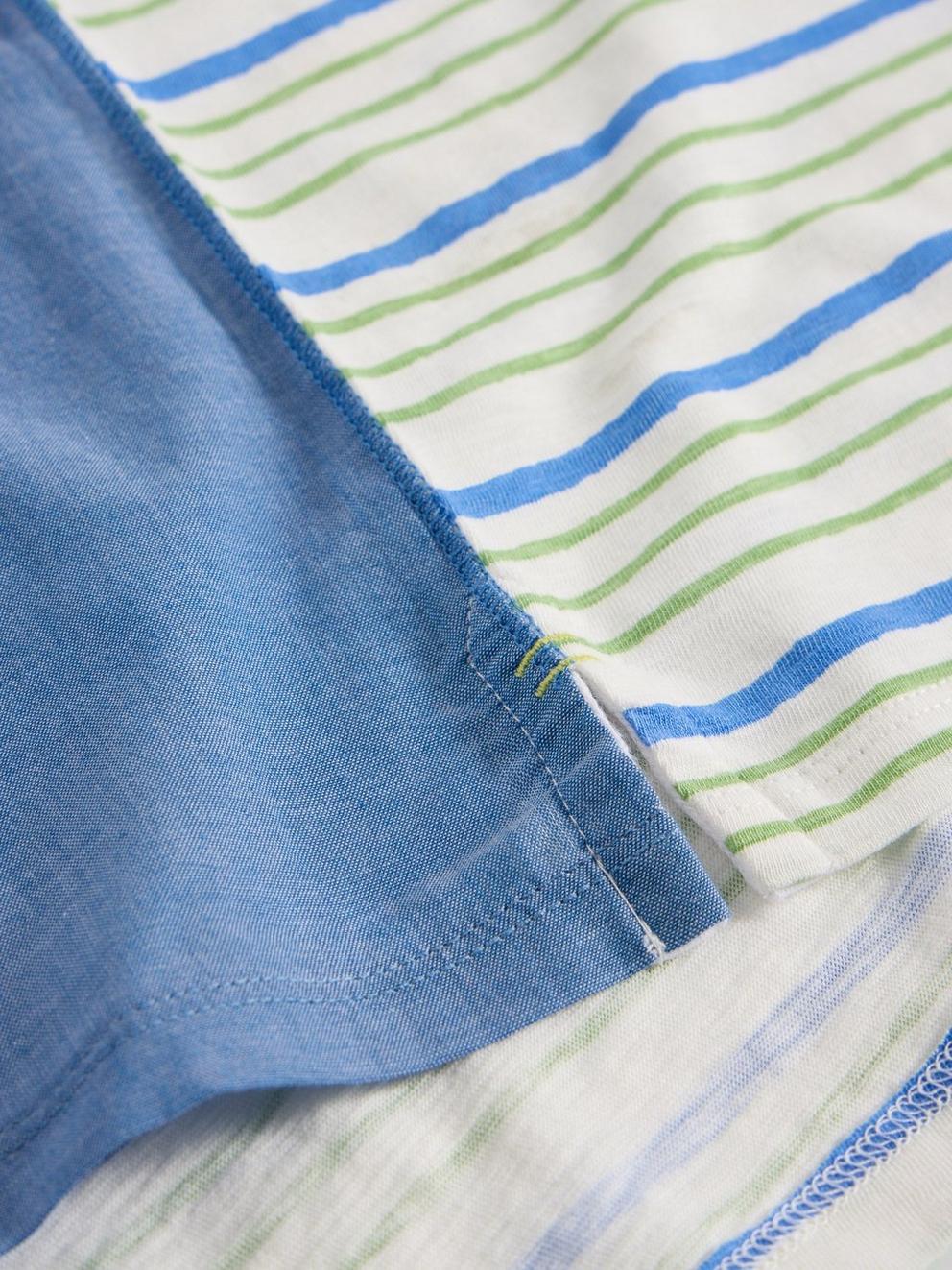 ABBIE MIX TEE in BLUE MLT - FLAT DETAIL