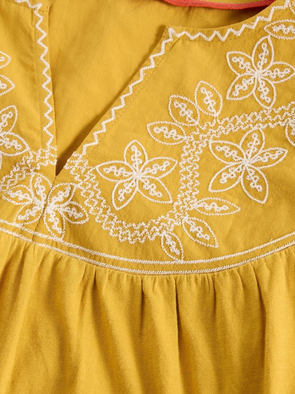 CALLIE FRILL TOP in MID YELLOW - FLAT DETAIL
