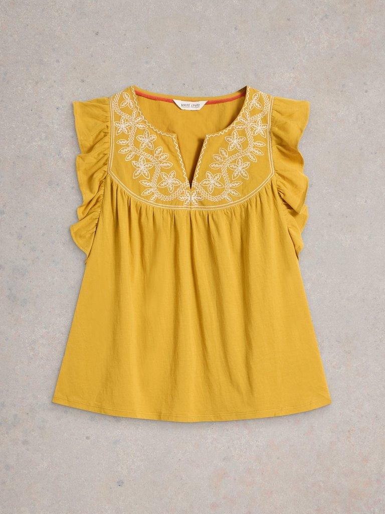 CALLIE FRILL TOP in MID YELLOW | White Stuff CALLIE FRILL TOP in MID YELLOW | White Stuff