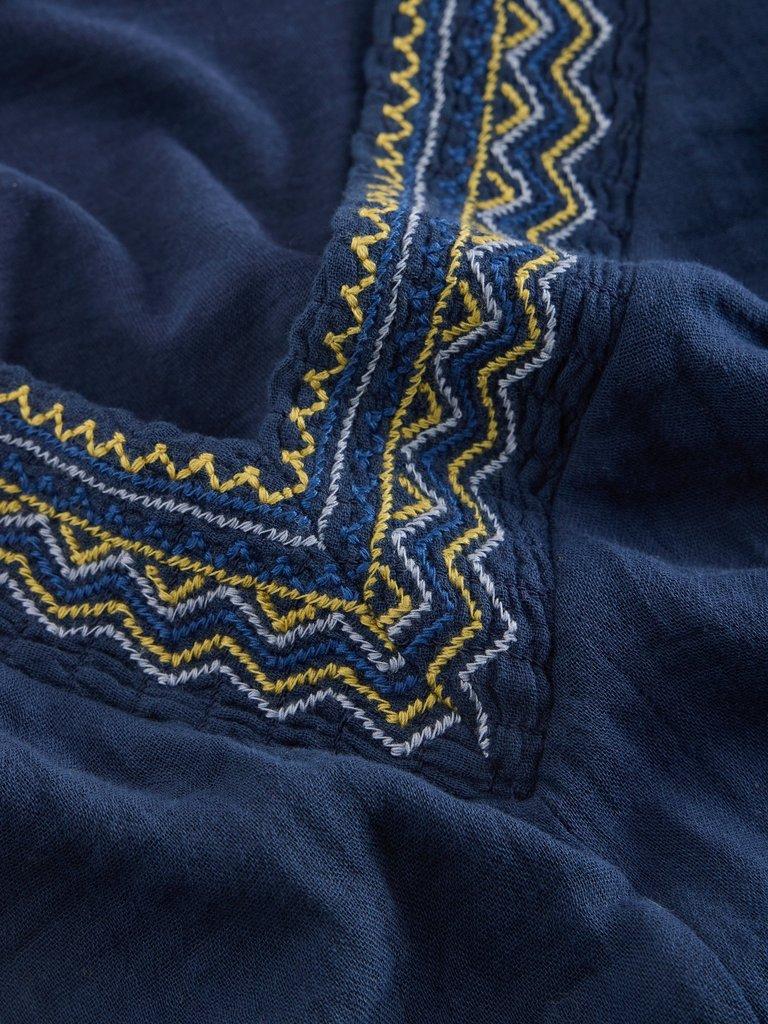 LUCIE EMBROIDERED TOP in NAVY MULTI - FLAT DETAIL