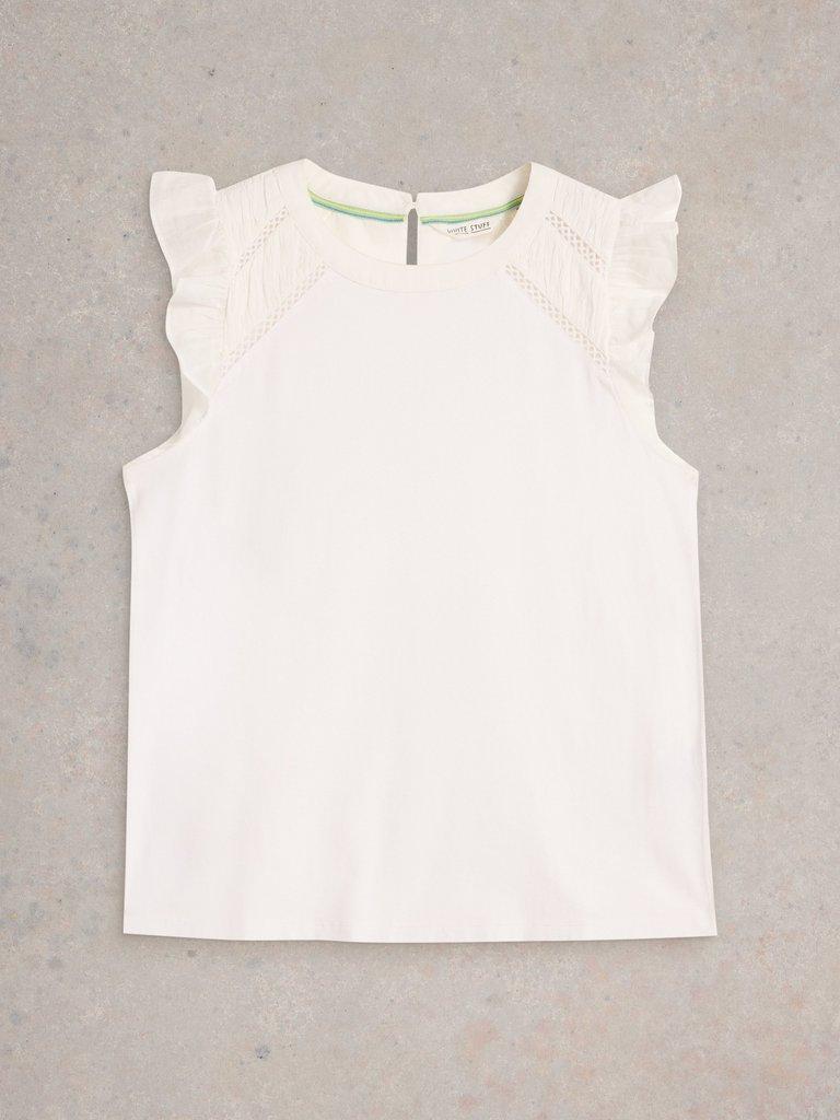 PAIGE FRILL MIX TOP in BRIL WHITE - FLAT FRONT