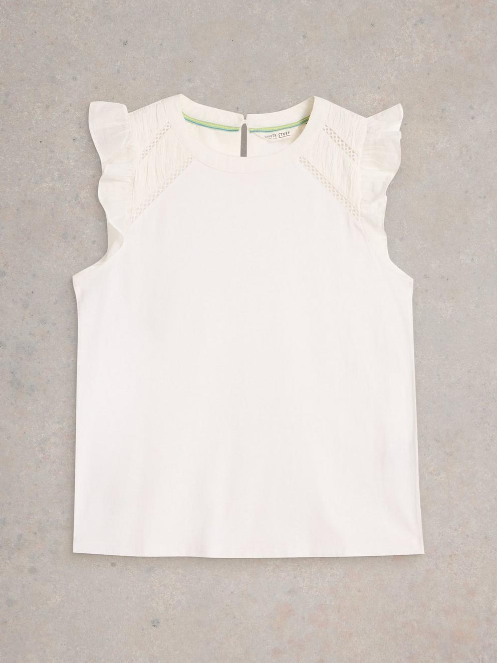 PAIGE FRILL MIX TOP in BRIL WHITE - FLAT FRONT