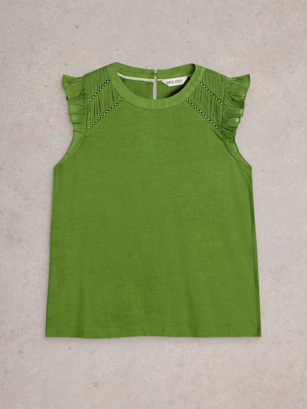 PAIGE FRILL MIX TOP in BRT GREEN - FLAT FRONT