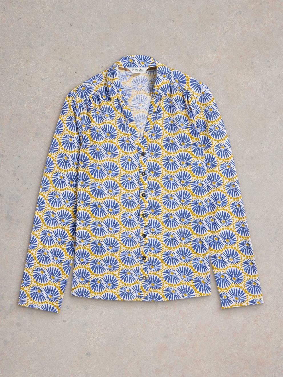ANNIE JERSEY MID SLEEVE SHIRT in WHITE PR - FLAT FRONT