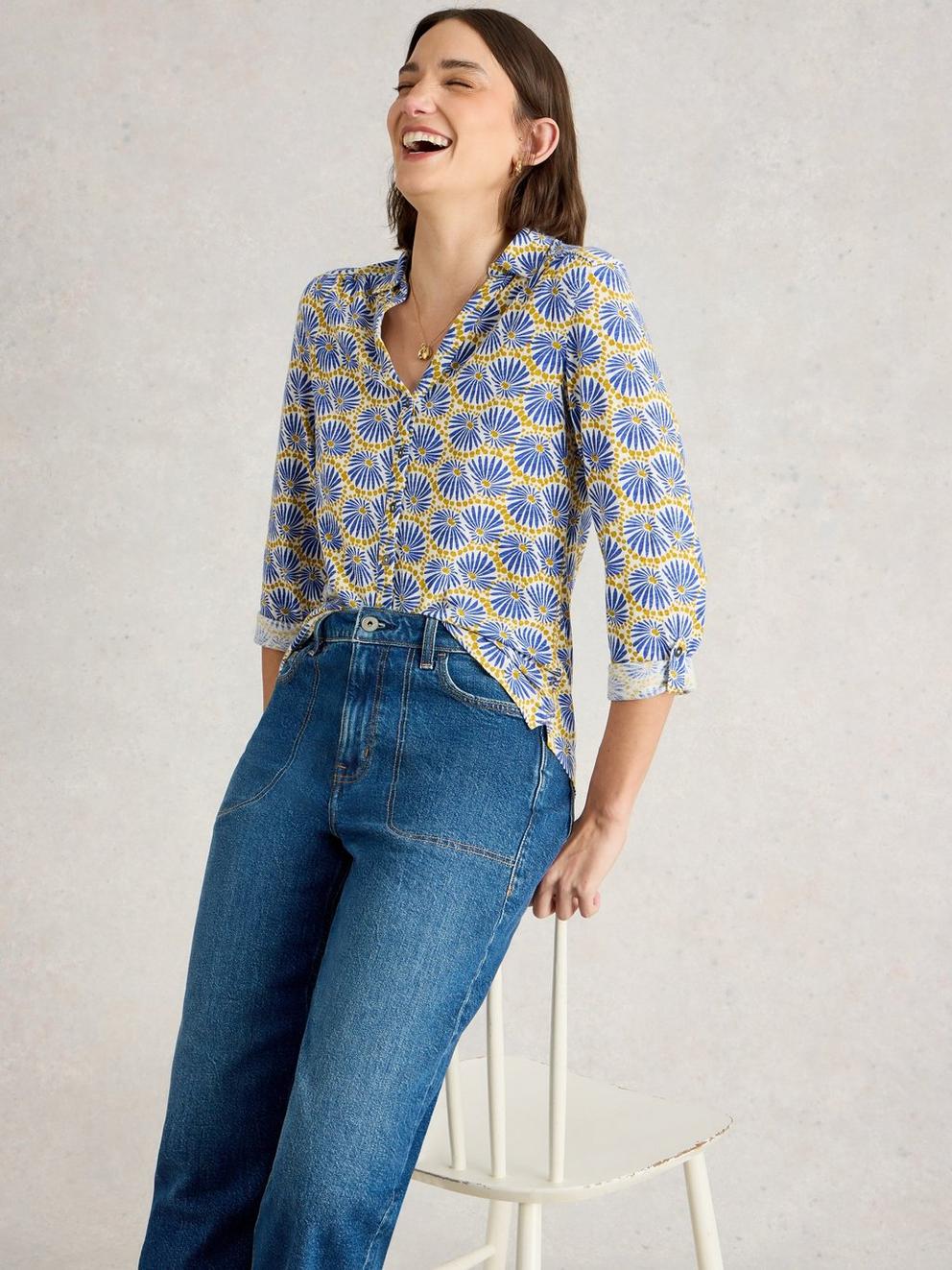 ANNIE JERSEY MID SLEEVE SHIRT in WHITE PR - LIFESTYLE