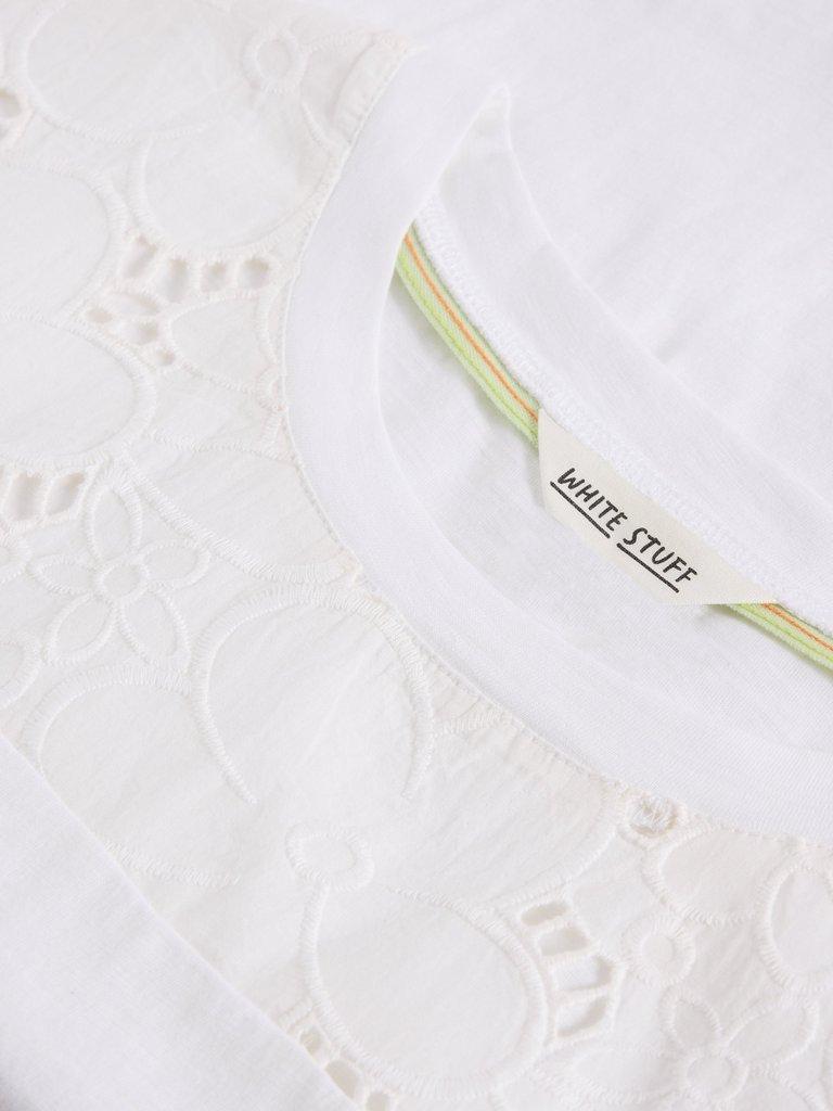 THEA BRODERIE TEE in BRIL WHITE - FLAT DETAIL