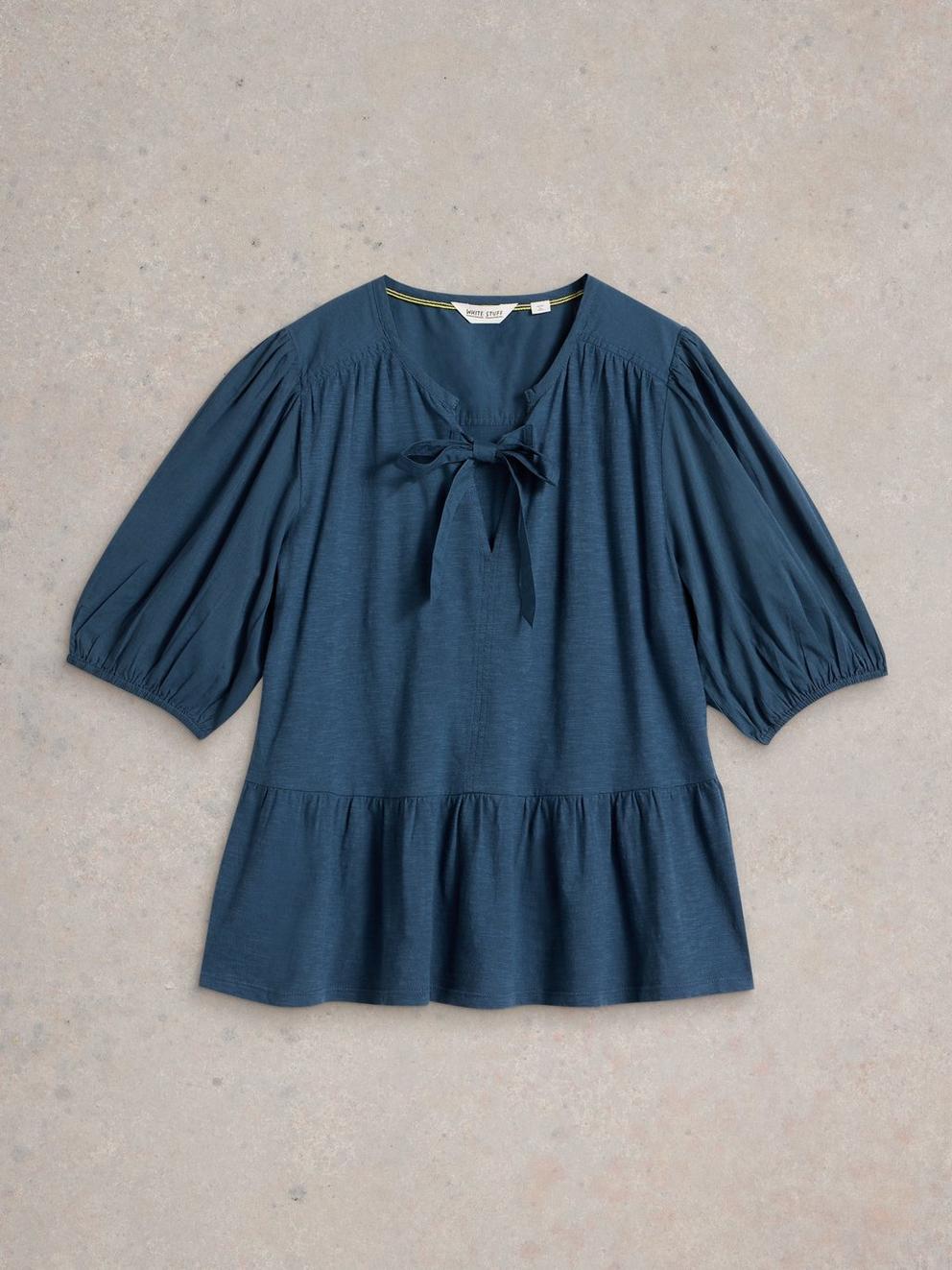 GINA TIE TOP in FR NAVY - FLAT FRONT