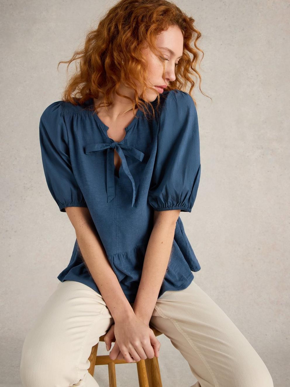 GINA TIE TOP in FR NAVY - LIFESTYLE