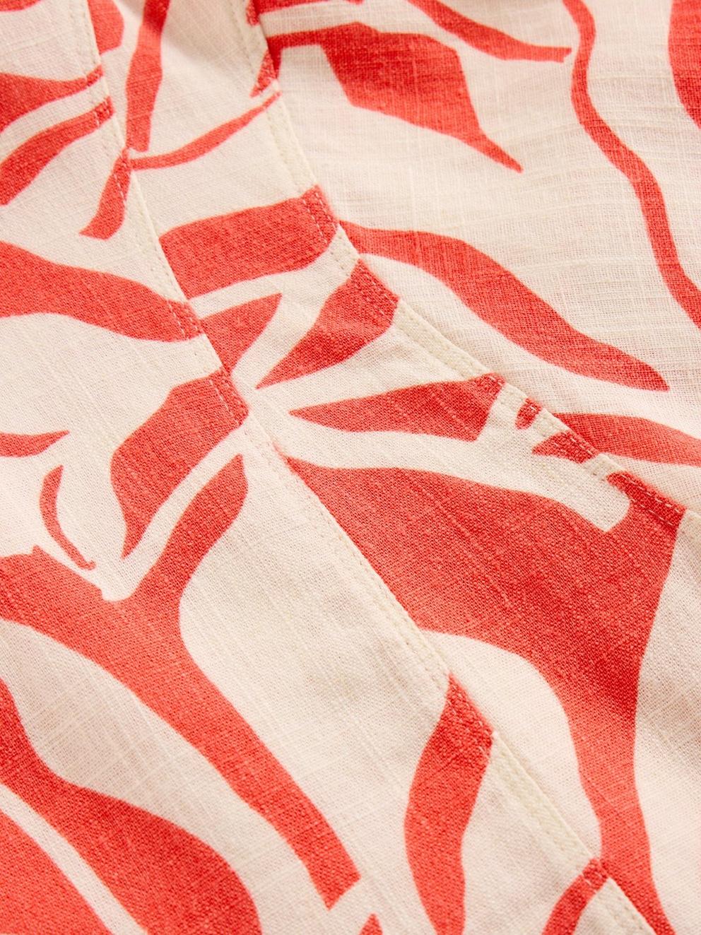 SARA CREW NECK TIE HEM TOP in CORAL PR - FLAT DETAIL