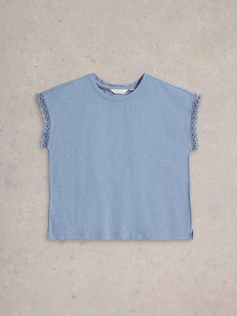 CLAUDIA TRIM TEE in MID BLUE - FLAT FRONT