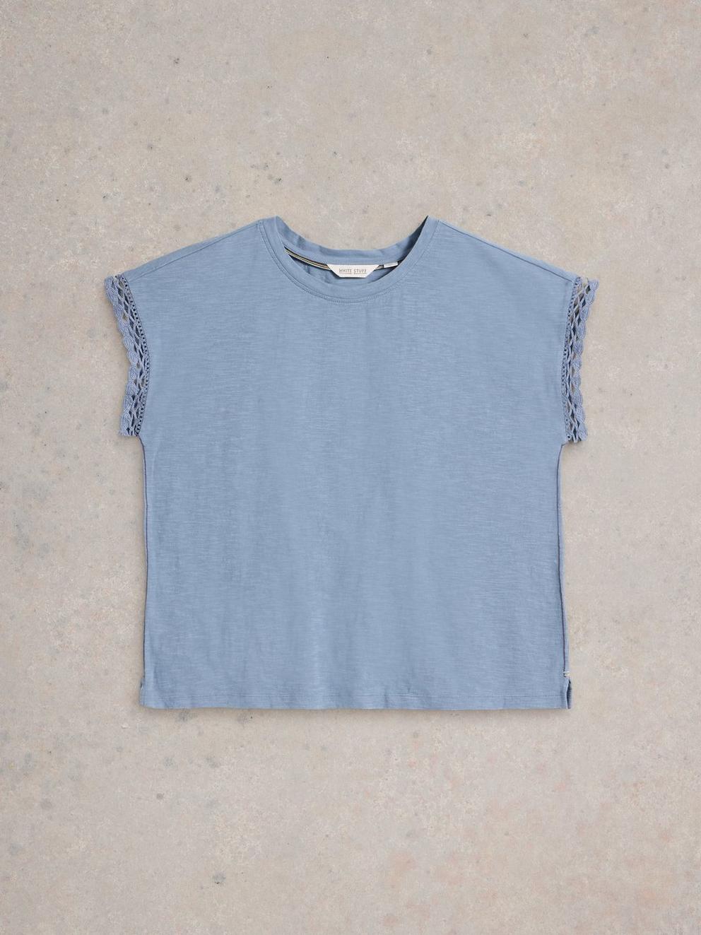 CLAUDIA TRIM TEE in MID BLUE - FLAT FRONT