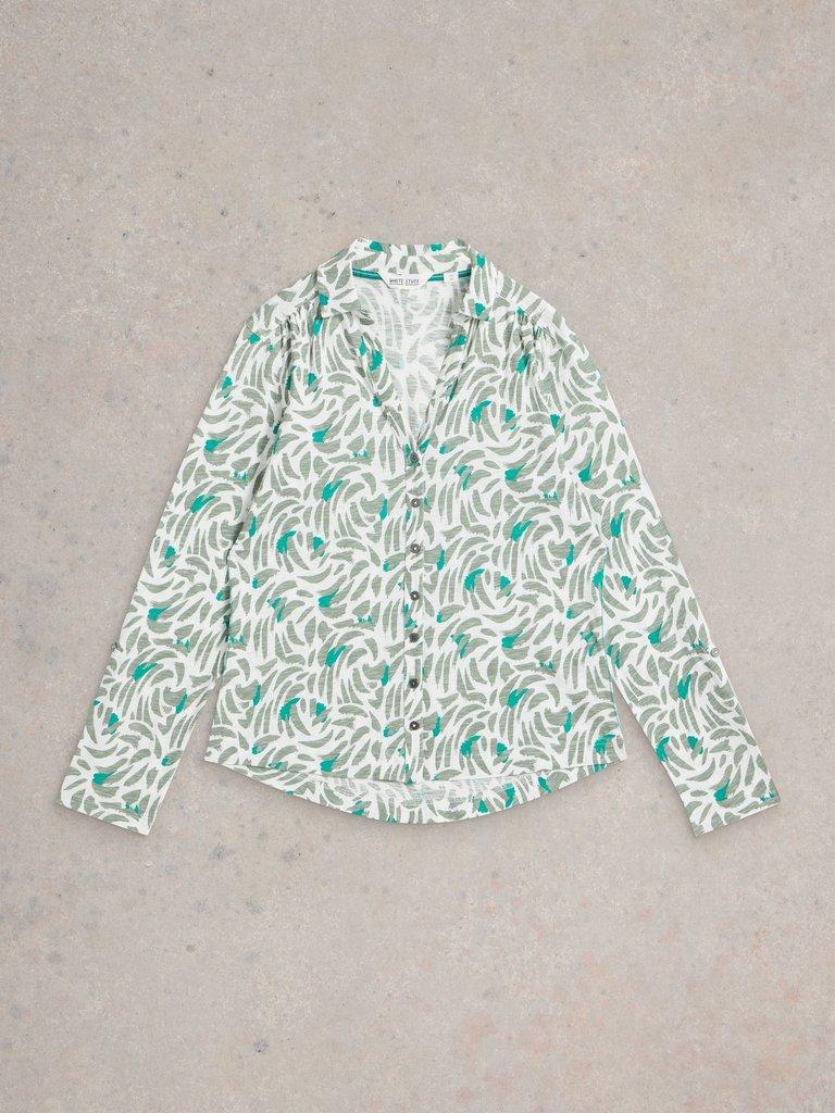 ANNIE LONG SLEEVE JERSEY SHIRT in GREEN MLT - FLAT FRONT