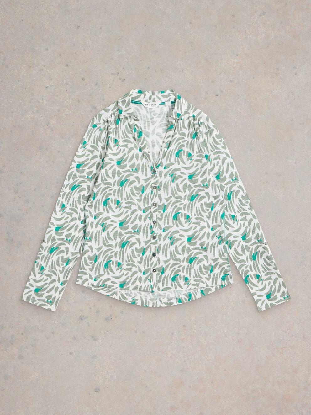 ANNIE LONG SLEEVE JERSEY SHIRT in GREEN MLT - FLAT FRONT