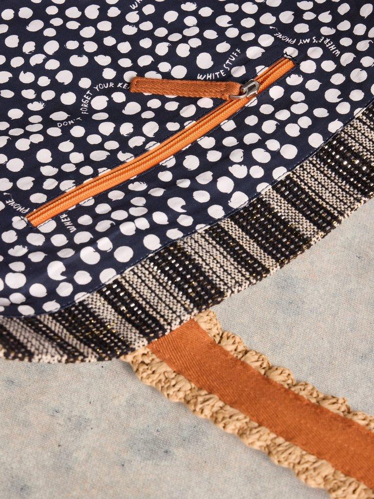 Carla Jacquard Tote Bag in BLK MLT - FLAT DETAIL