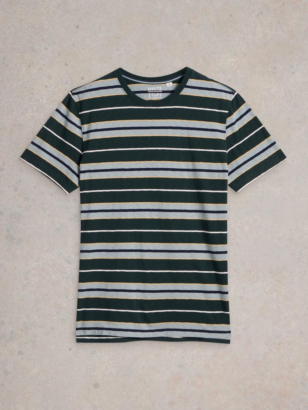 Abersoch Stripe Tee in NAVY MULTI - FLAT FRONT