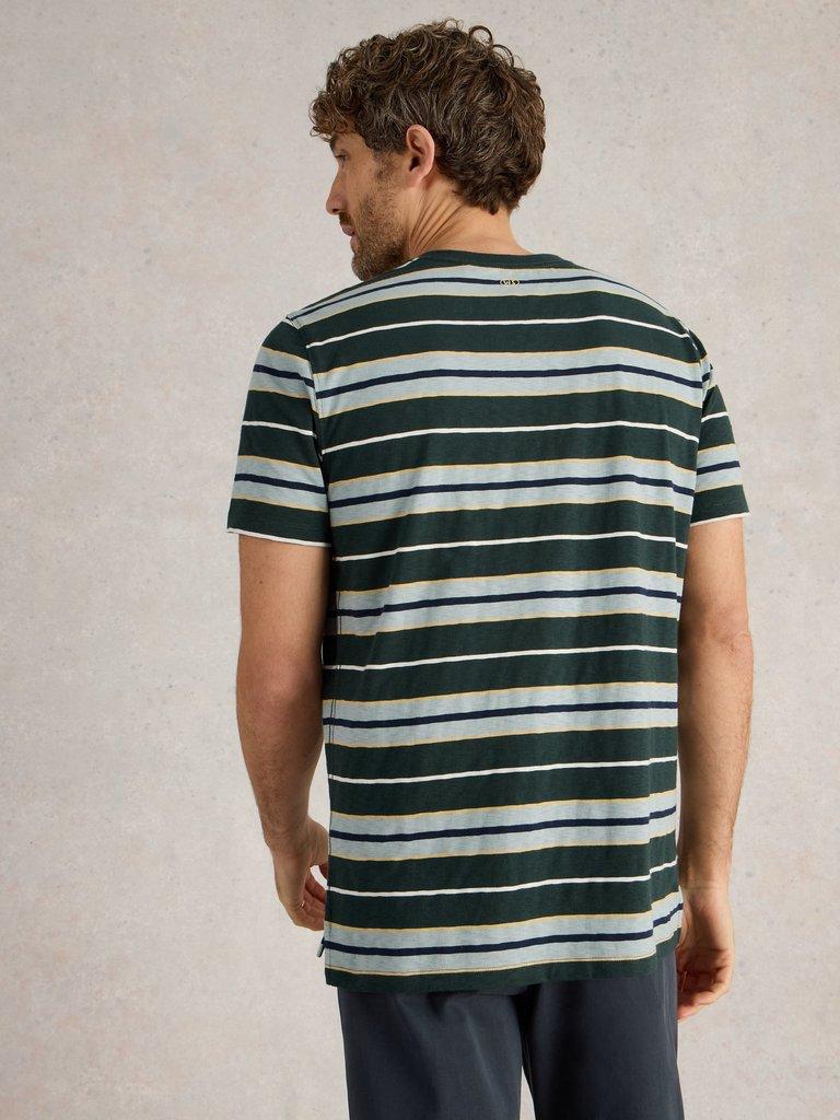 Abersoch Stripe Tee in NAVY MULTI - MODEL BACK