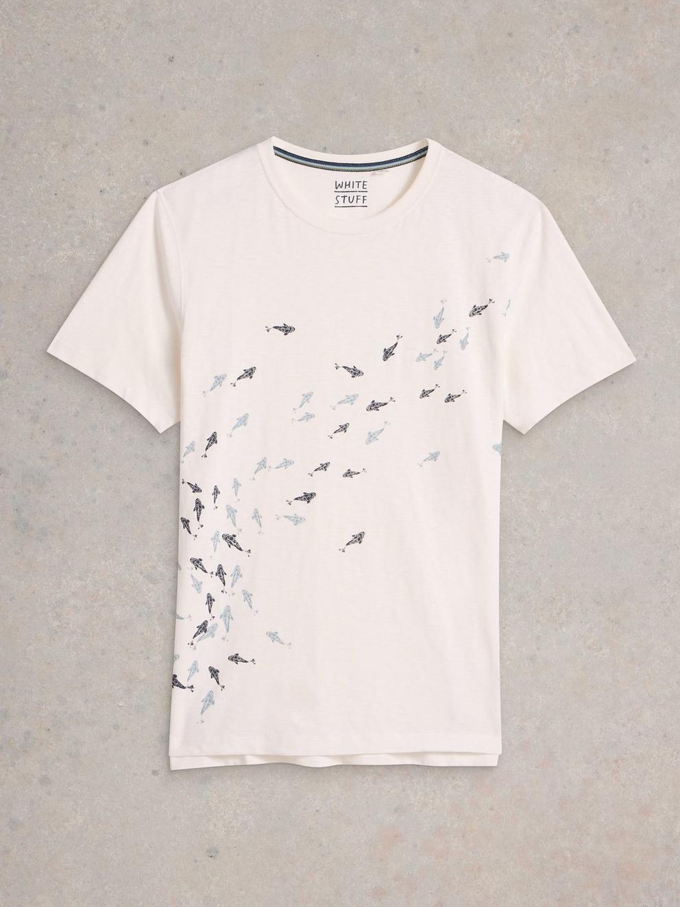 Swimming Fish Graphic Tee in WHITE PR - FLAT FRONT