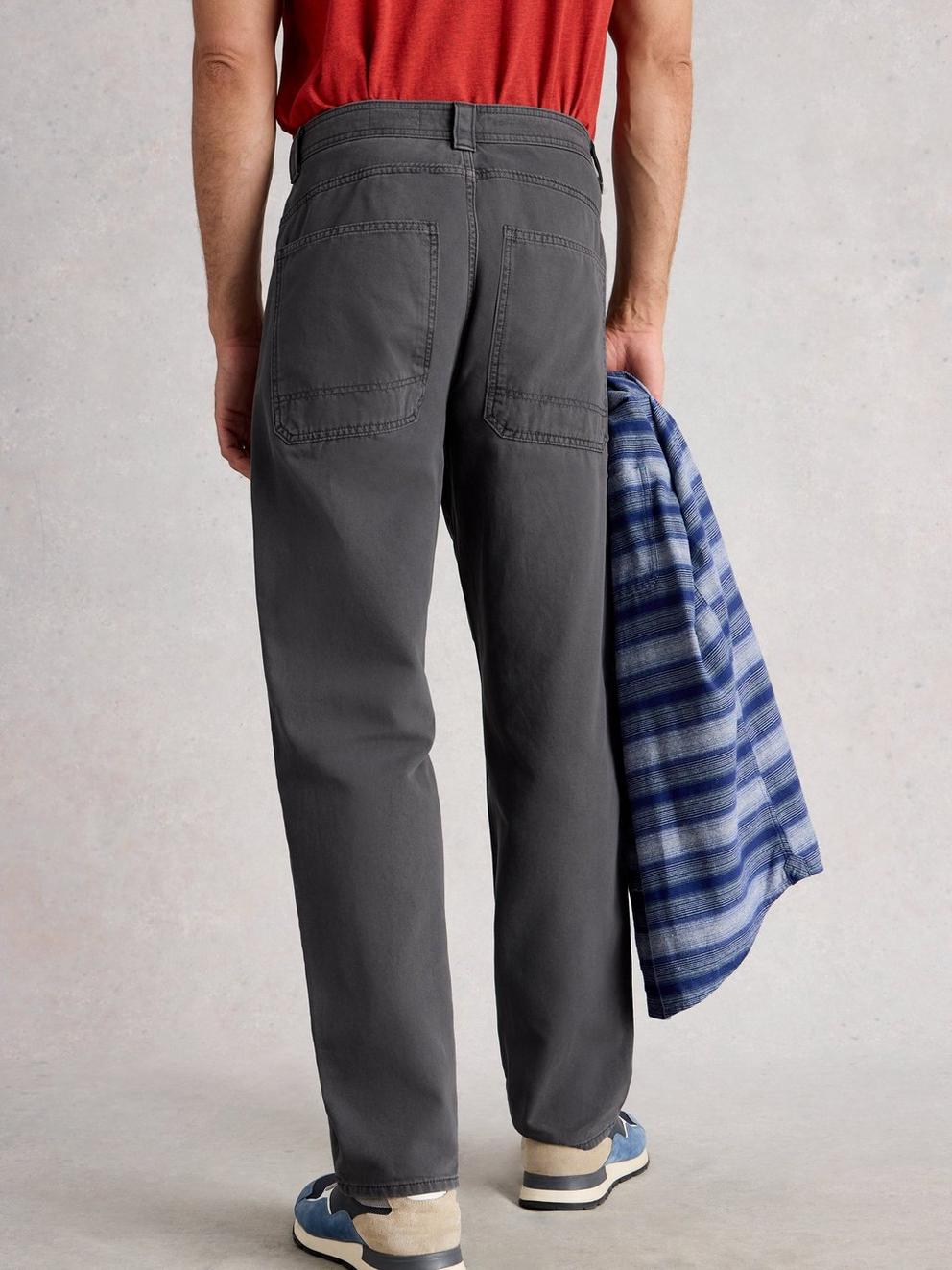 Crantock Utility Trouser in DK GREY - MODEL BACK