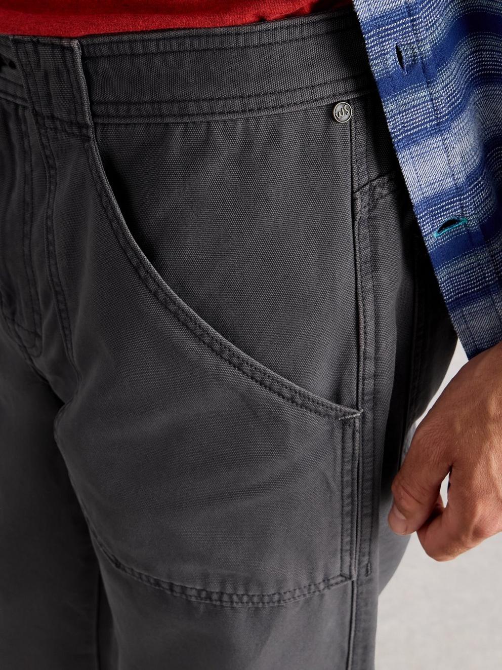 Crantock Utility Trouser in DK GREY - MODEL DETAIL