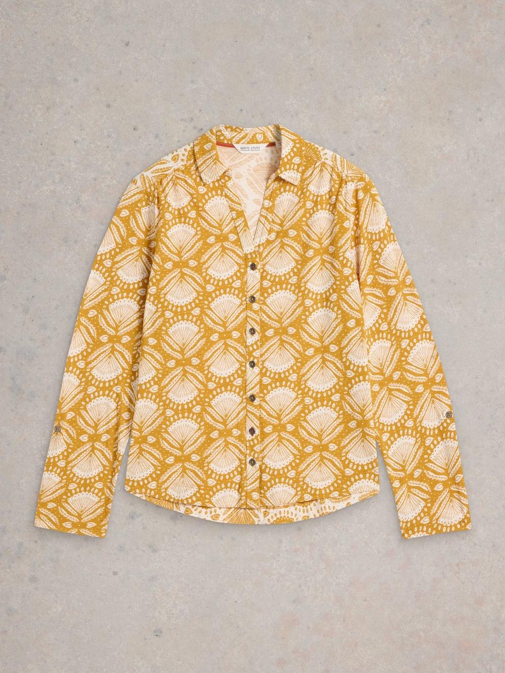 ANNIE JERSEY COLLARED SHIRT in CHART PR - FLAT FRONT