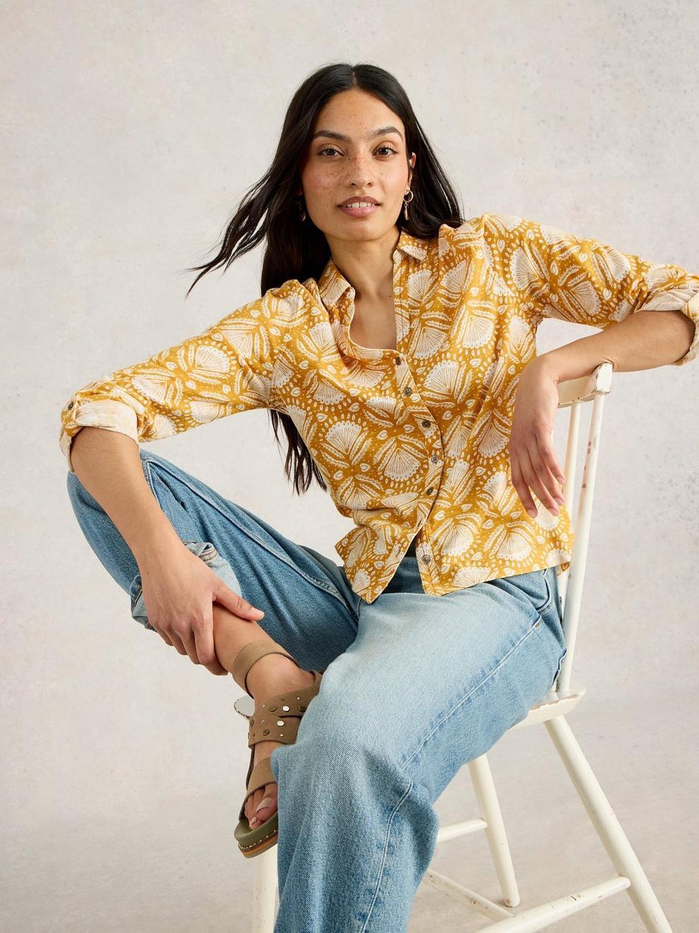 ANNIE JERSEY COLLARED SHIRT in CHART PR - LIFESTYLE