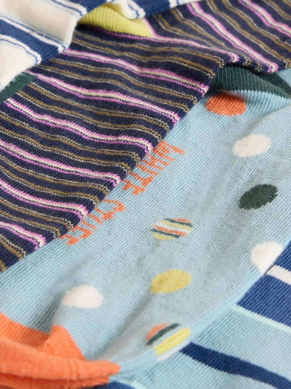 4PK Striped Ankle Socks in BLUE MLT - FLAT DETAIL
