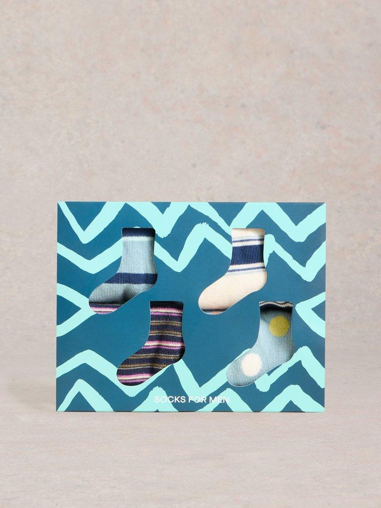 4PK Striped Ankle Socks in BLUE MLT - LIFESTYLE