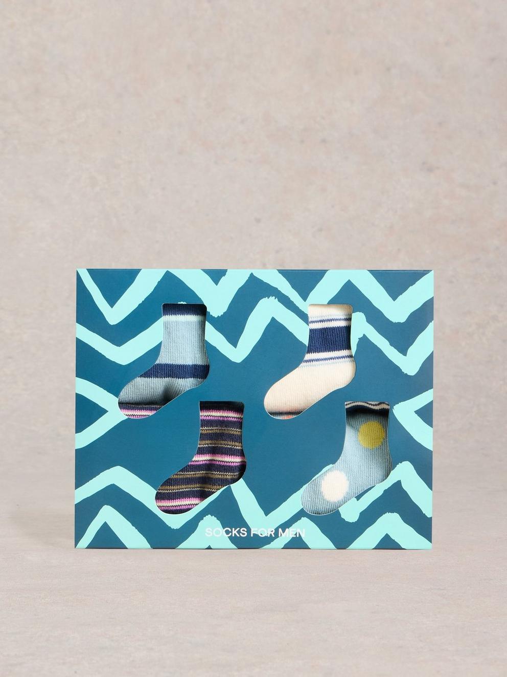4PK Striped Ankle Socks in BLUE MLT - LIFESTYLE