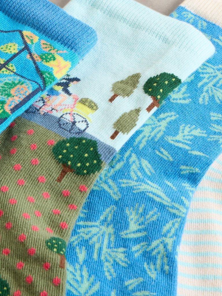 4PK Summer Days Ankle Socks in BLUE MLT - FLAT DETAIL