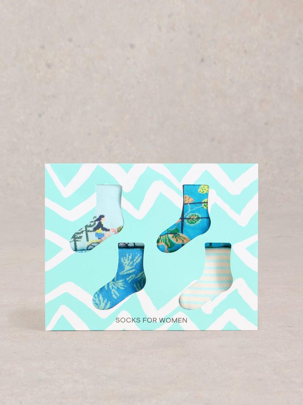 4PK Summer Days Ankle Socks in BLUE MLT - LIFESTYLE