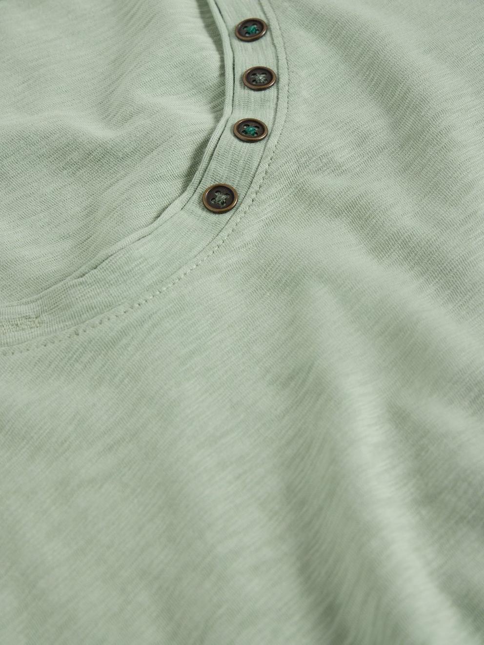 NADIA 34 SLEEVE TEE in KHAKI GRN - FLAT DETAIL