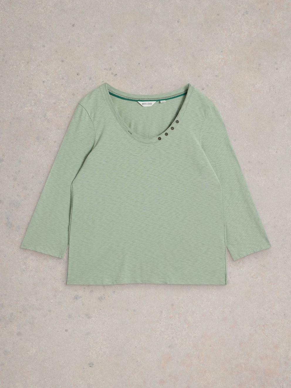 NADIA 34 SLEEVE TEE in KHAKI GRN - FLAT FRONT