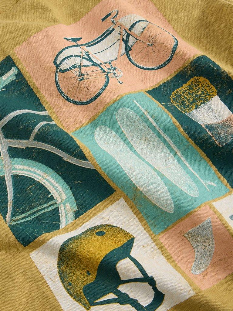 Holiday Bike Graphic Tee in KHAKI GRN - FLAT DETAIL