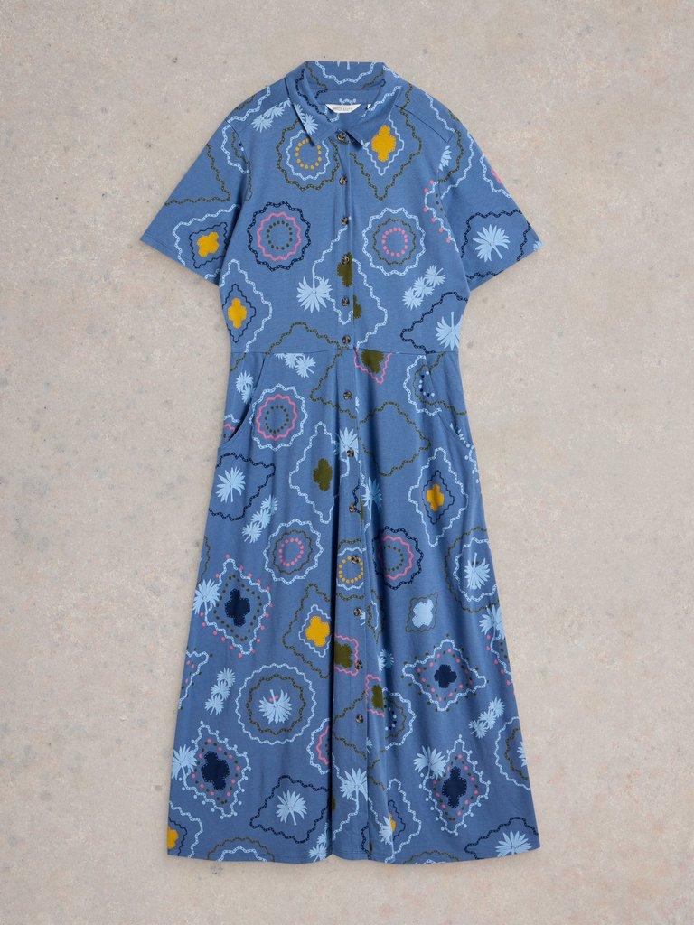 Pia Jersey Shirt Dress in BLUE PR - FLAT FRONT