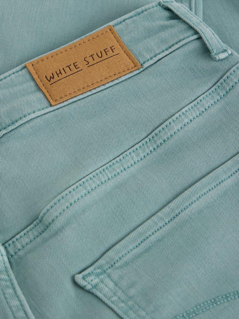 Blake Straight Jean Cropped in LGT TEAL - FLAT DETAIL
