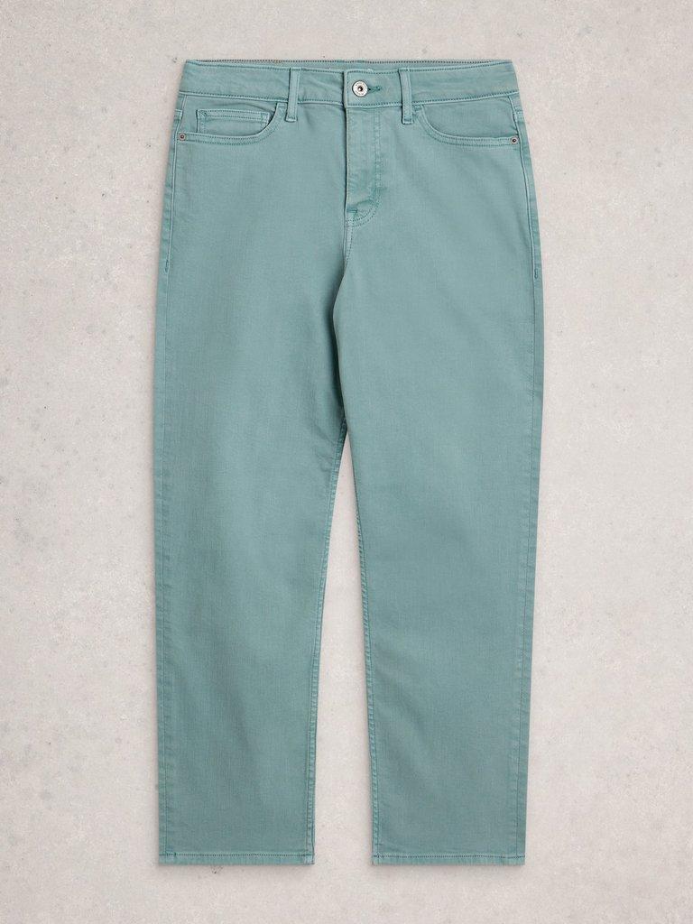 Blake Straight Jean Cropped in LGT TEAL - FLAT FRONT