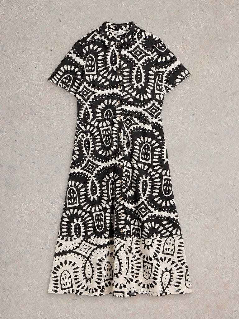 Rua Jersey Midi Shirt Dress in BLK PR - FLAT FRONT