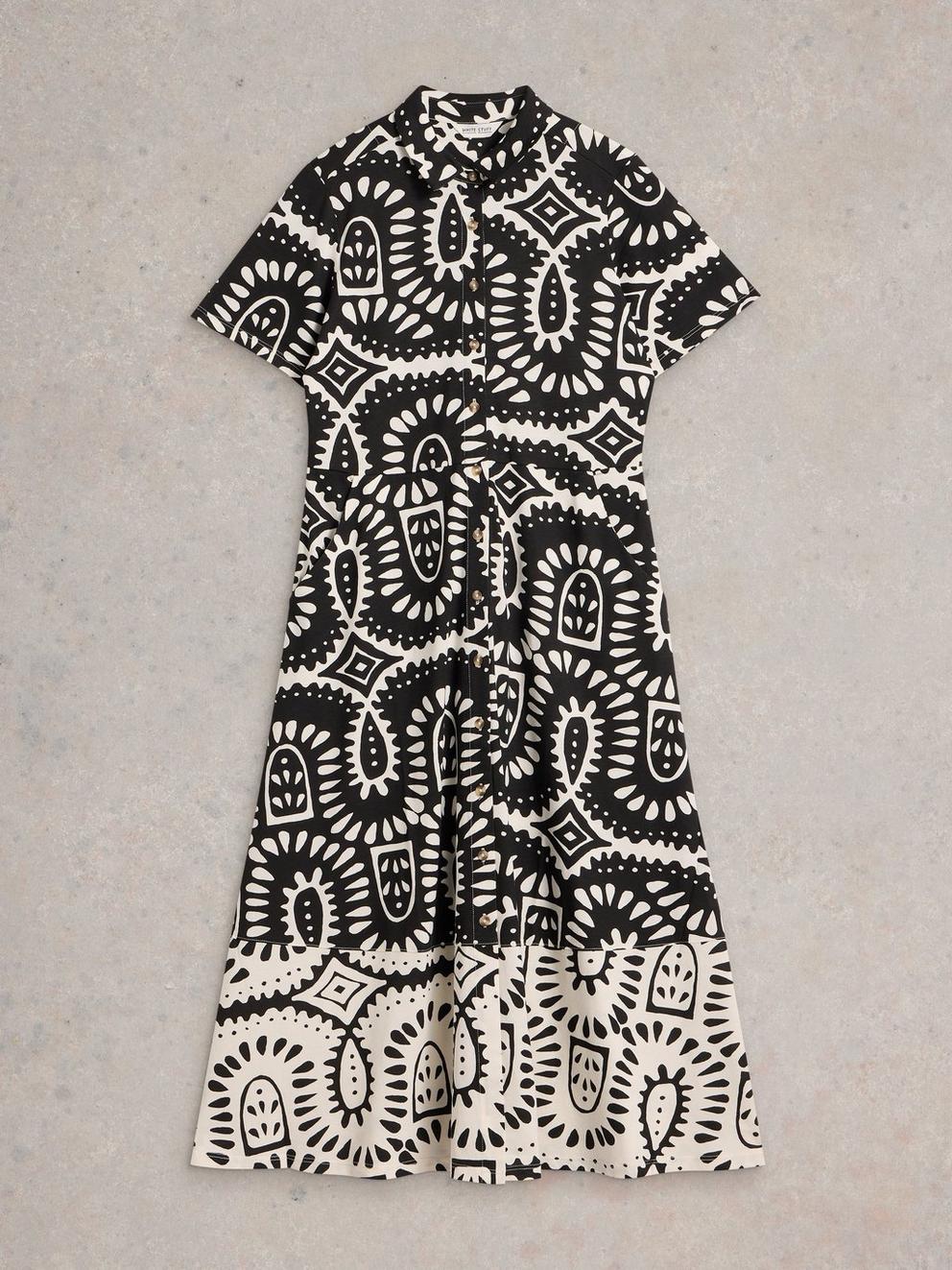 Rua Jersey Midi Shirt Dress in BLK PR - FLAT FRONT