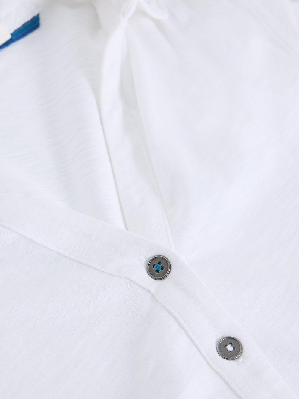 ANNIE SHORT SLEEVE JERSEY SHIRT in BRIL WHITE - FLAT DETAIL