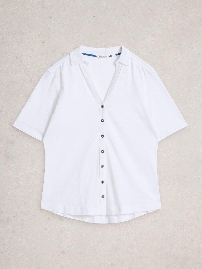 ANNIE SHORT SLEEVE JERSEY SHIRT in BRIL WHITE - FLAT FRONT